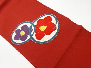 リサイクル　縮緬地椿模様名古屋帯